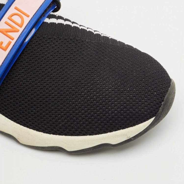 Pre Owned Fendi Black Knit Fabric Rockoko Low Top Sneakers Size 38