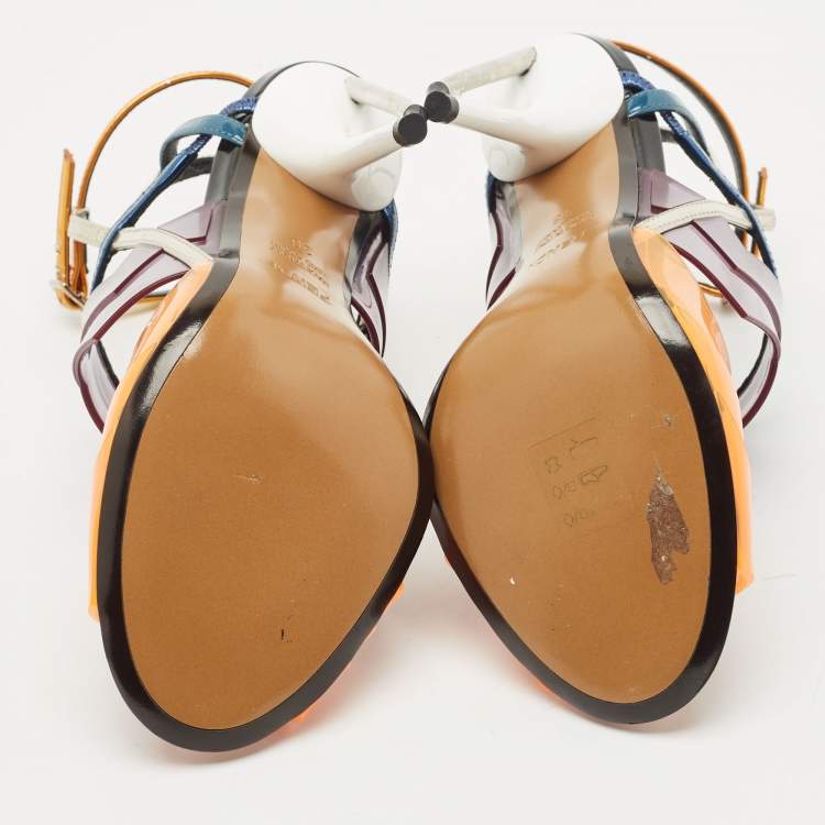 Pre Owned Fendi Multicolor PVC and Leather Iridia Sandals Size 36