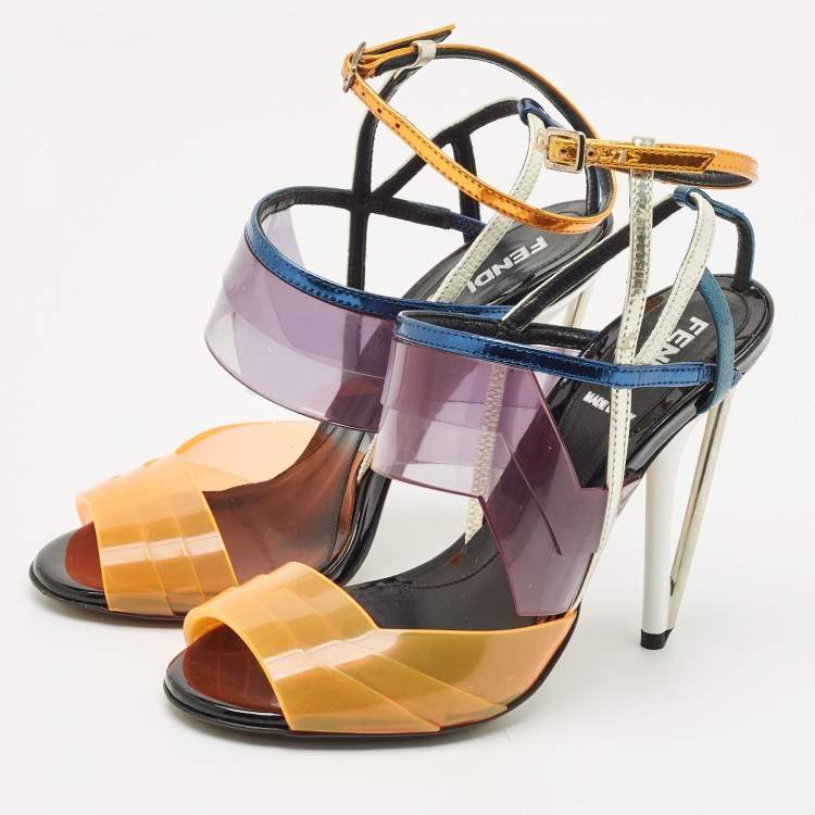 Pre Owned Fendi Multicolor PVC and Leather Iridia Sandals Size 36
