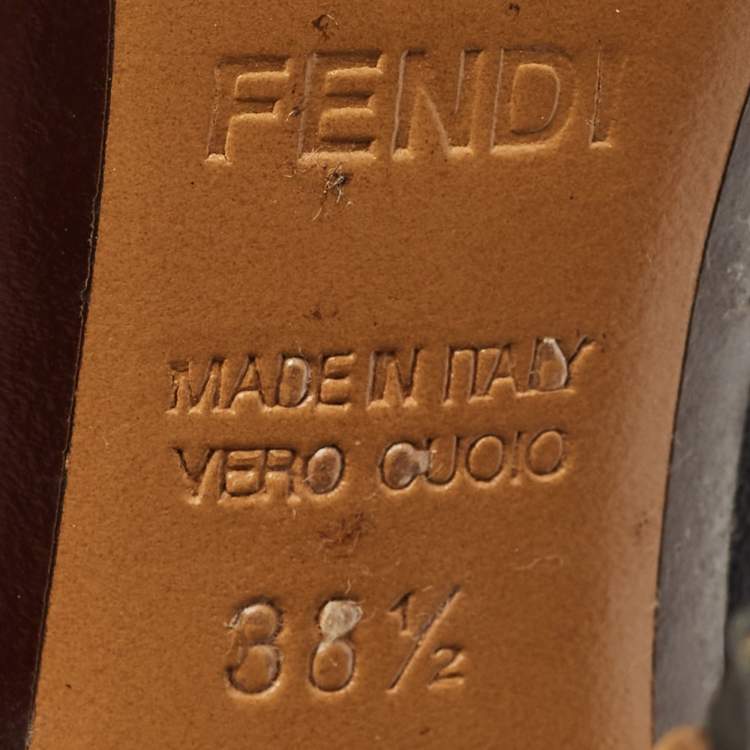 Pre Owned Fendi Black Leather Lace up  Polifonia Ankle Boots Size 38.5