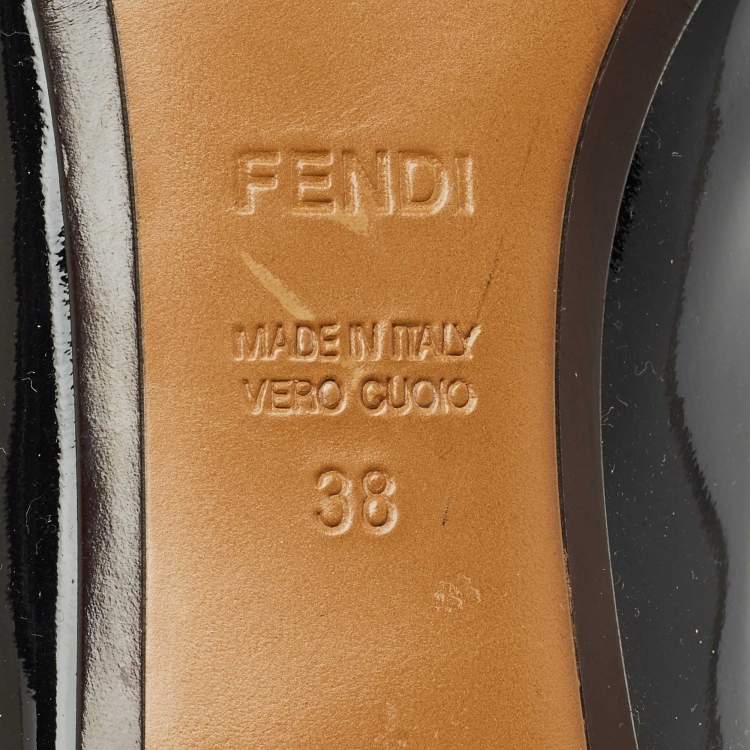 Pre Owned Fendi Black/Beige Leather Cap Toe Bow Detail Pumps Size 38