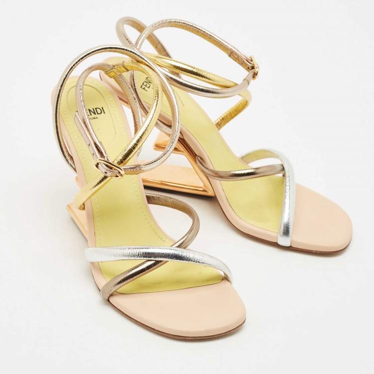 Pre Owned Fendi Metallic Multicolor Leather Fendi First Strappy Sandals Size 36