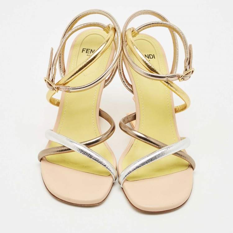 Pre Owned Fendi Metallic Multicolor Leather Fendi First Strappy Sandals Size 36