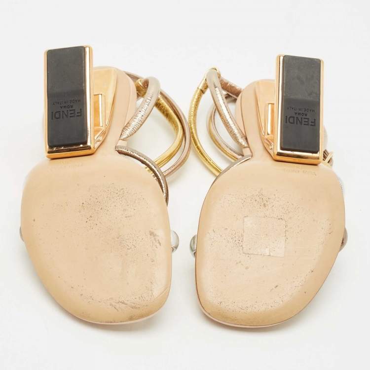 Pre Owned Fendi Metallic Multicolor Leather Fendi First Strappy Sandals Size 36