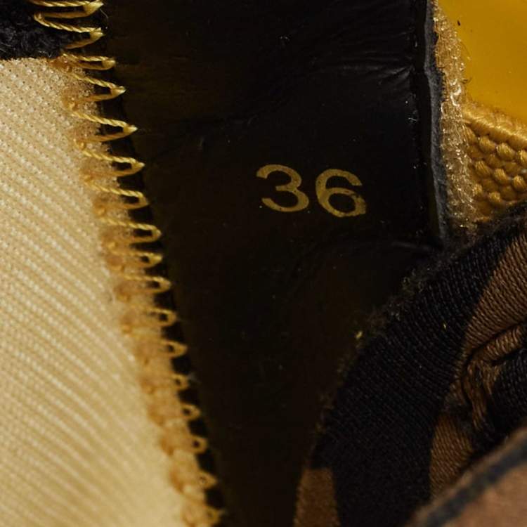Pre Owned Fendi Yellow Mesh and Suede Flow Sneakers Size 36