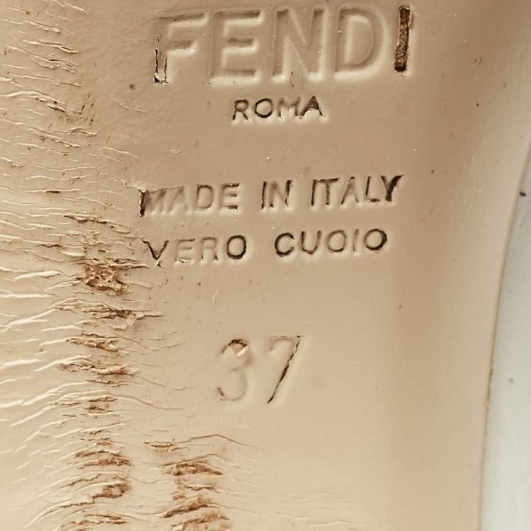 Pre Owned Fendi Off White Croc Embossed Leather Knee Length Boots Size 37