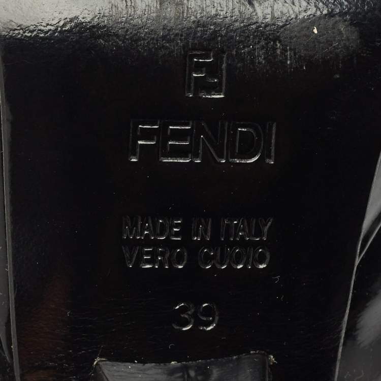 Pre Owned Fendi Black Patent Leather Fendista Platform Slingback Pumps Size 39