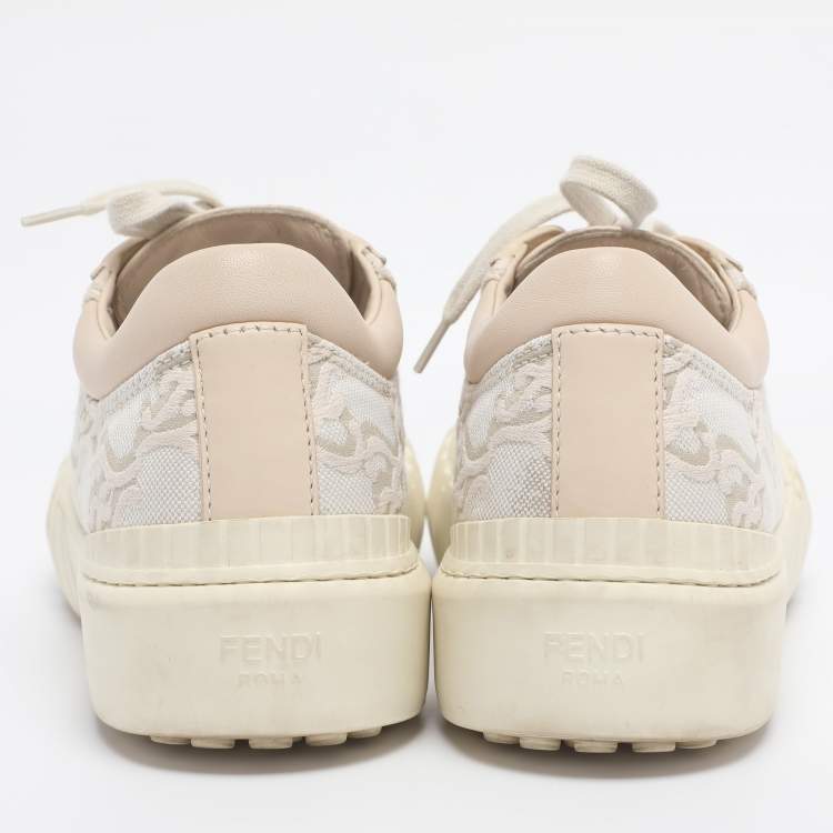 Pre Owned Fendi Tricolor Embroidered Canvas and Leather Low Top Sneakers Size 40