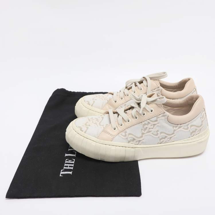 Pre Owned Fendi Tricolor Embroidered Canvas and Leather Low Top Sneakers Size 40