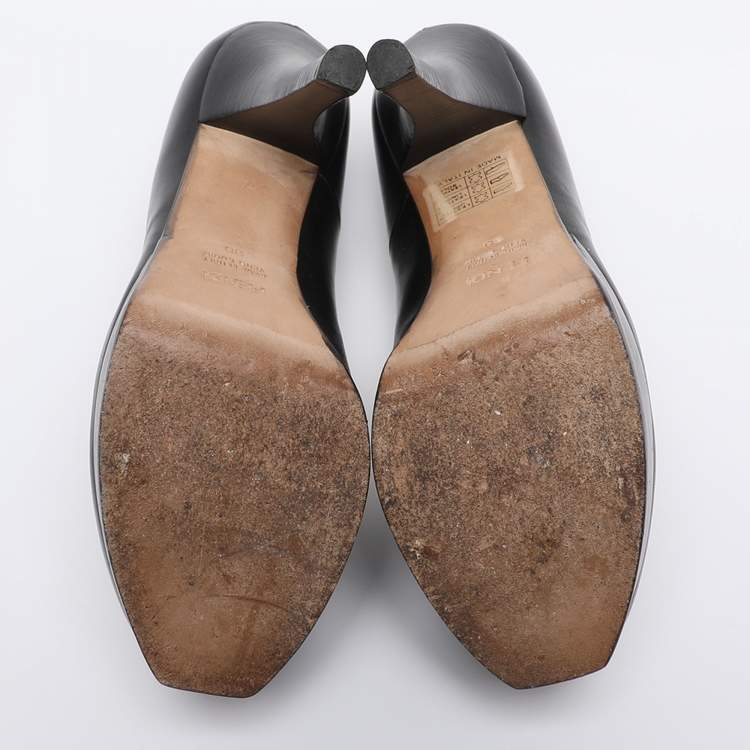 Pre Owned Fendi Black Leather Fendista Platform Pumps Size 38