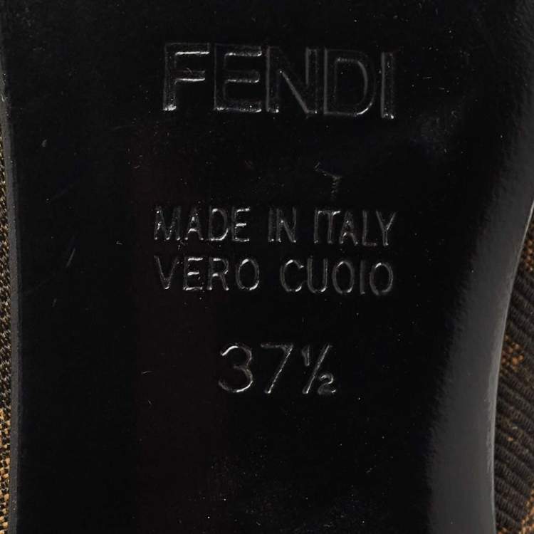 مملوكة مسبقًا Fendi Brown Zucca Canvas and Leather Slingback Pumps Size 37.5