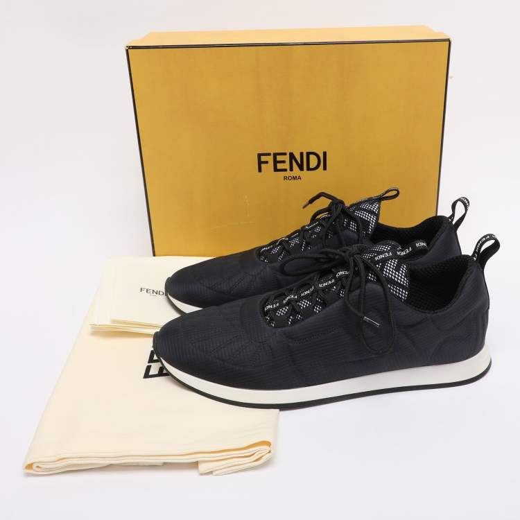 Pre Owned Fendi Navy Blue Nylon FFreedom Low Top Sneakers Size 41