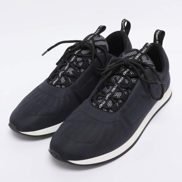 Pre Owned Fendi Navy Blue Nylon FFreedom Low Top Sneakers Size 41