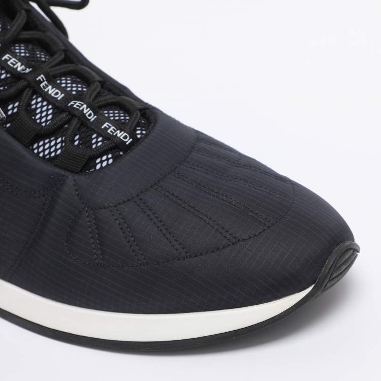 Pre Owned Fendi Navy Blue Nylon FFreedom Low Top Sneakers Size 41