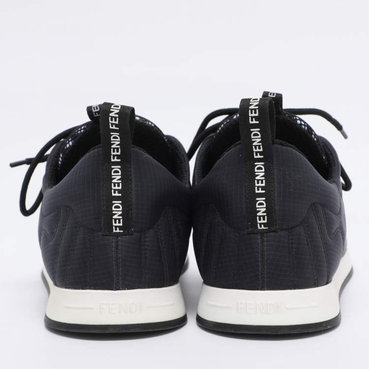 Pre Owned Fendi Navy Blue Nylon FFreedom Low Top Sneakers Size 41