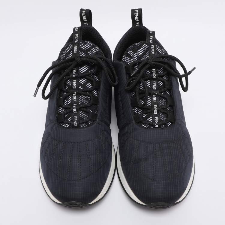Pre Owned Fendi Navy Blue Nylon FFreedom Low Top Sneakers Size 41