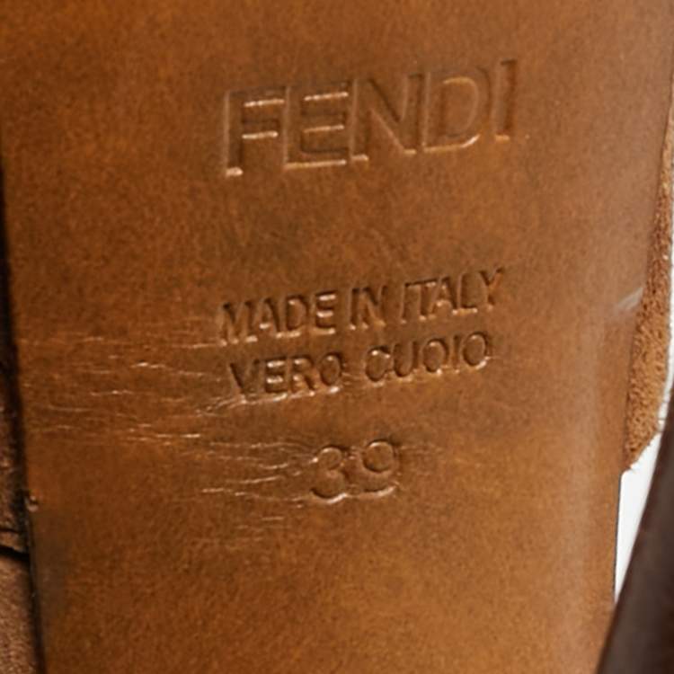 Pre Owned Fendi Brown Suede  T-Bar Ankle-Strap Platform Sandals Size 39