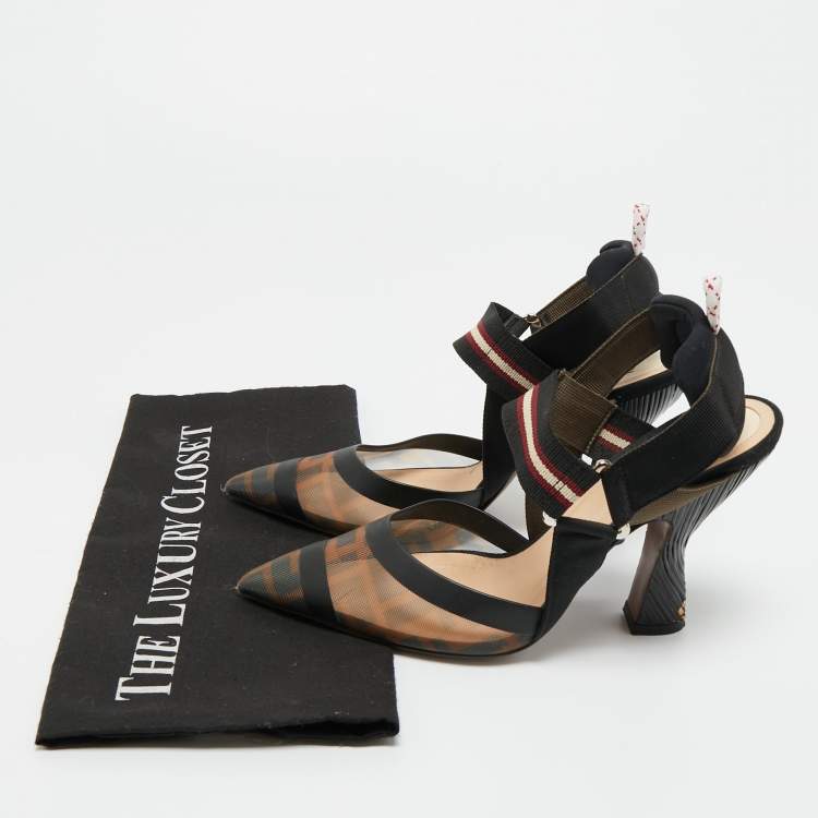 Pre Owned Fendi Multicolor Canvas and Mesh Colibri Pumps Size 36