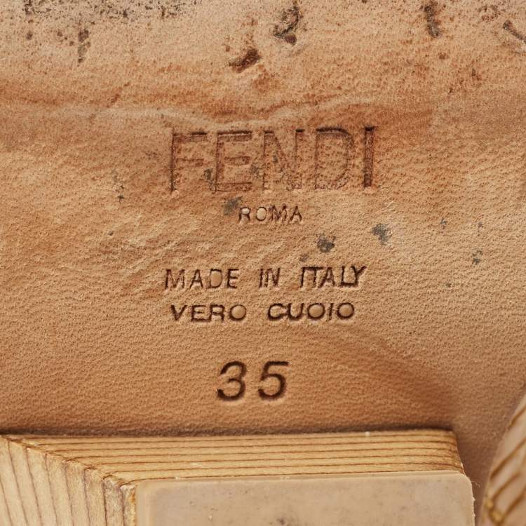 Pre Owned Fendi Yellow Croc Embossed Leather Cowboy Mid Calf Boots Size 35