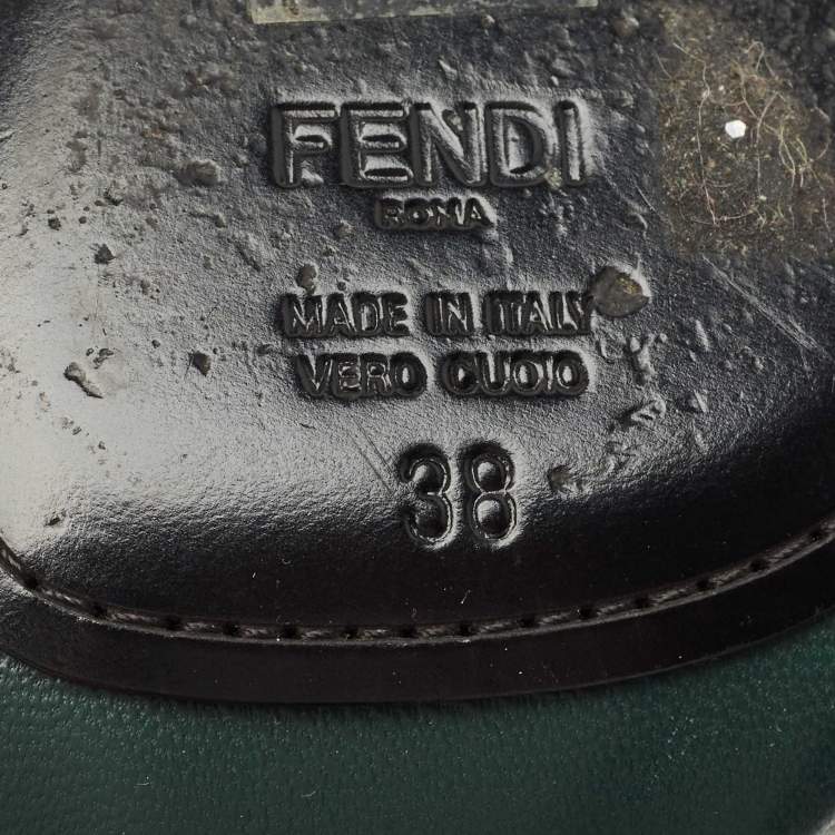 Pre Owned Fendi Black Ruffled Leather Mules Size 38
