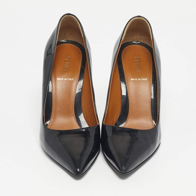 Pre Owned Fendi Black Patent Leather Pointed Toe Pumps Size 36