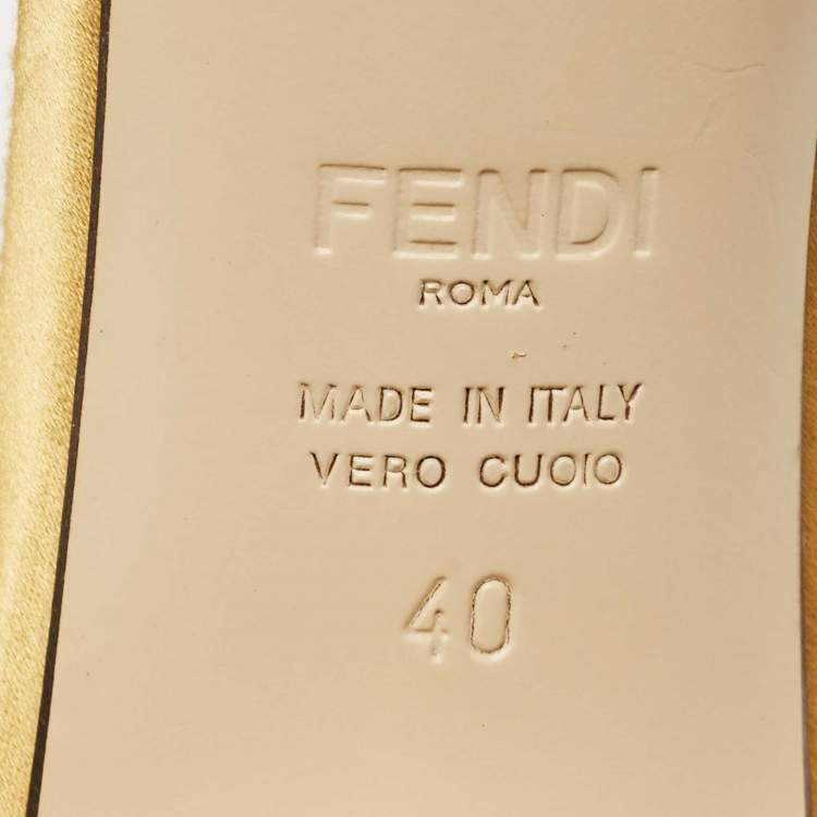 Pre Owned Fendi Yellow Mesh and Satin Colibri Lite Slingback Pumps Size 40