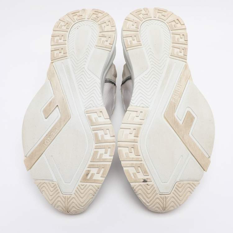Pre Owned Fendi Cream/White Suede and Mesh Flow Low Top Sneakers Size 39