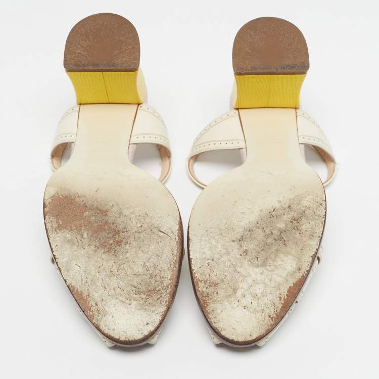 Pre Owned Fendi Tricolor Lizard Embossed and Leather Chameleon Ankle Strap Sandals Size 36.5