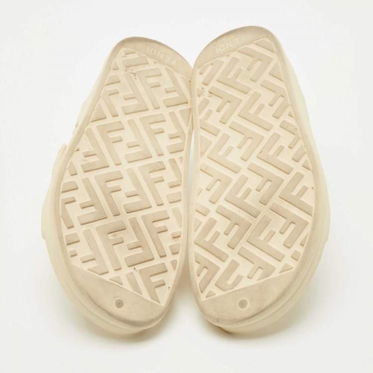 Pre Owned Fendi Cream Rubber Hiker Ankle Strap Sandals Size 38