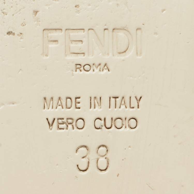 Pre Owned Fendi Two Tone Zucca Velvet Flat Slides Size 38