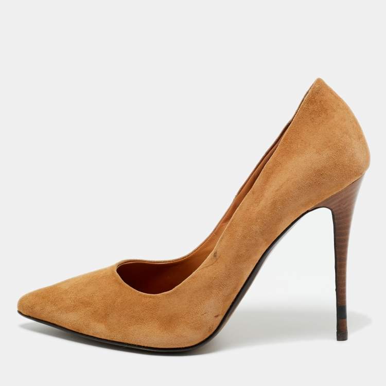 Pre Owned Fendi Brown Suede Pointed Toe Pumps Size 37