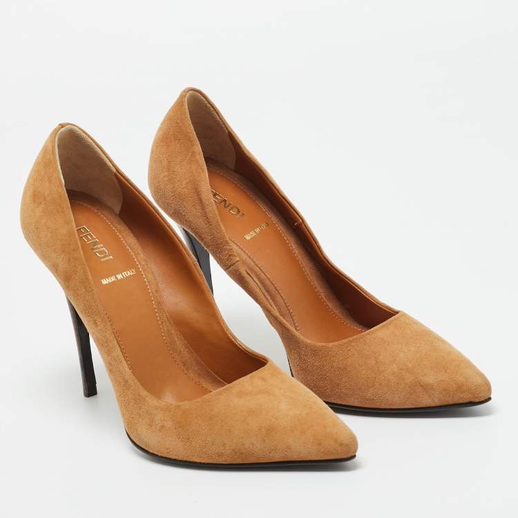 Pre Owned Fendi Brown Suede Pointed Toe Pumps Size 37