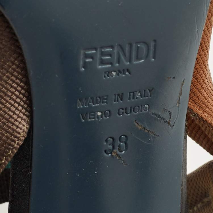 Pre Owned Fendi Multicolor Canvas and Leather Colibri Slingback Pumps Size 38