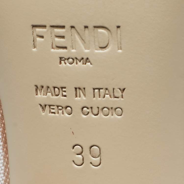 Pre Owned Fendi Light Pink/Brown Zucca Mesh and Leather Colibri Pumps Size 39