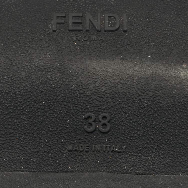 Pre Owned Fendi Black Fabric And Suede Fun Fair Logo Slip On Sneakers Size 38
