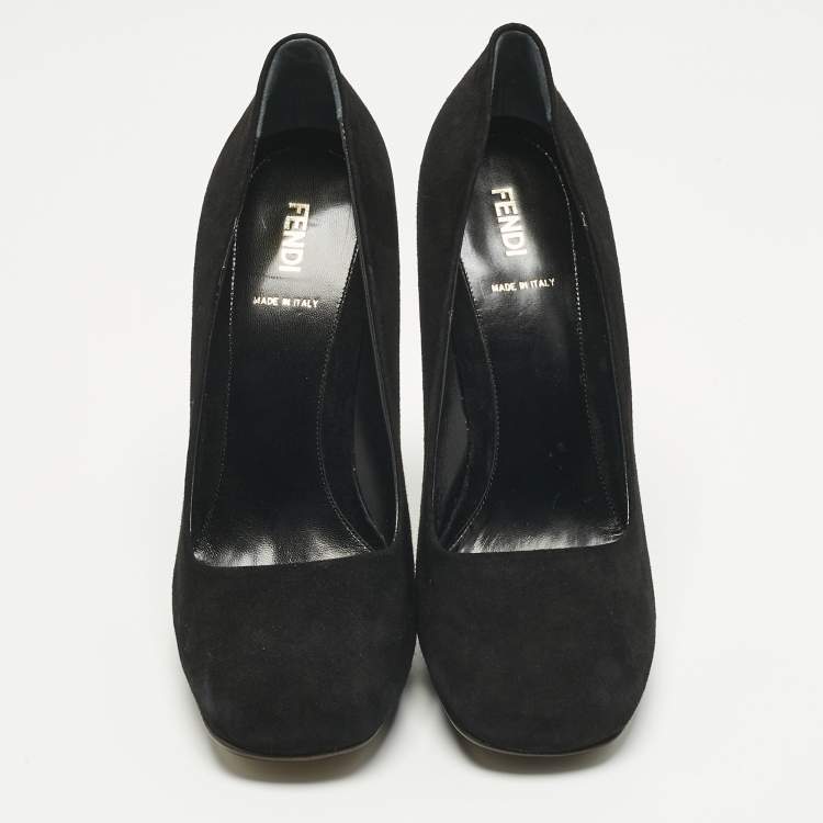 Pre Owned Fendi Black Suede Round Toe Pumps Size 40