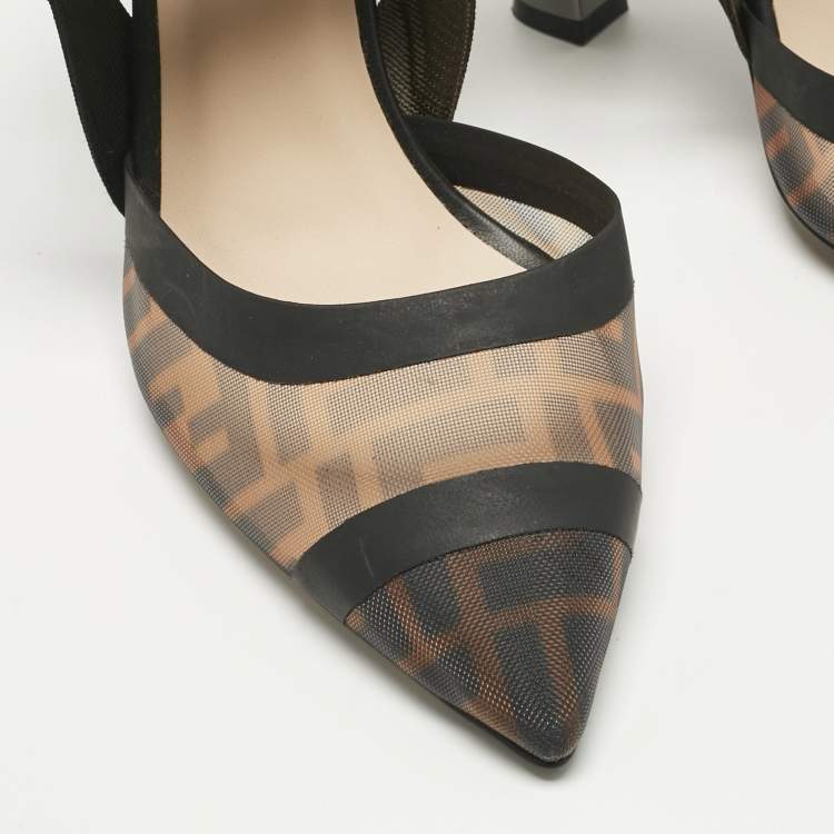 Pre Owned Fendi Multicolor Canvas and Leather Colibri Slingback Pumps Size 39