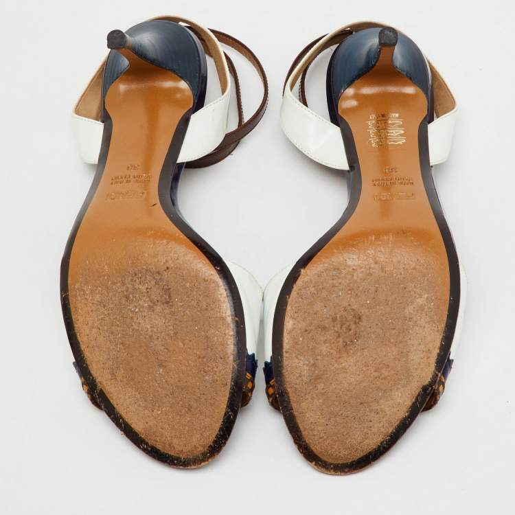 Pre Owned Fendi Multicolor Leather Ankle Wrap Sandals Size 38