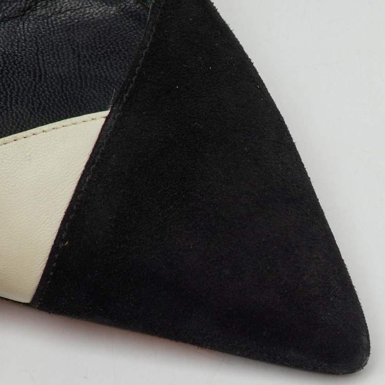 Pre Owned Fendi Multicolor Suede and Leather Pointed Toe D'Orsay Pumps Size 35