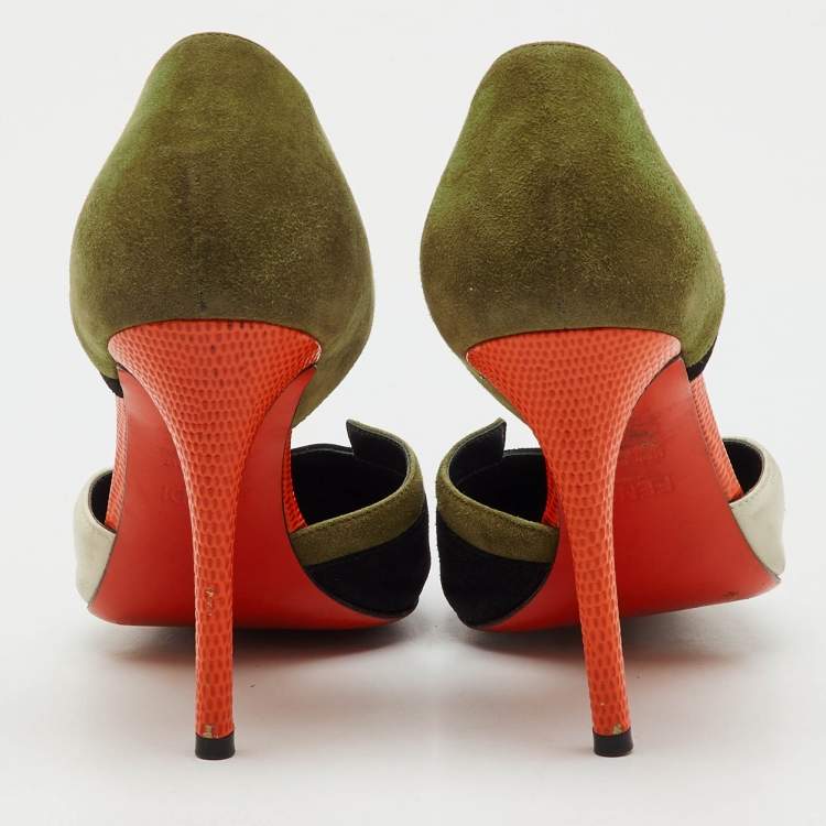 Pre Owned Fendi Multicolor Suede and Leather Pointed Toe D'Orsay Pumps Size 35