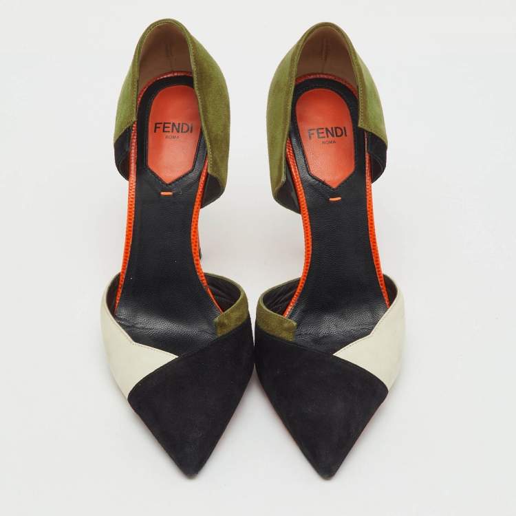 Pre Owned Fendi Multicolor Suede and Leather Pointed Toe D'Orsay Pumps Size 35