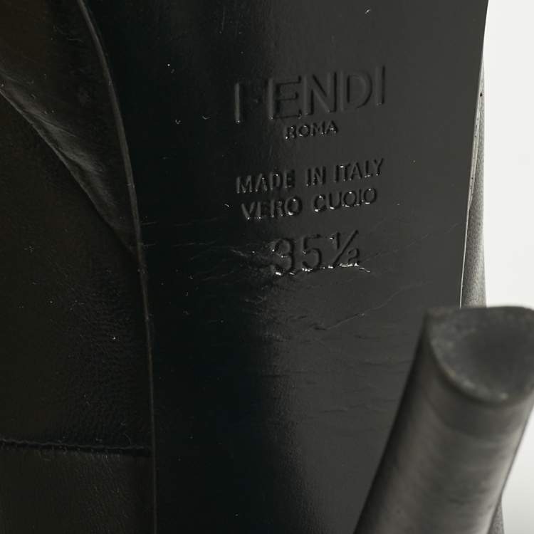 Pre Owned Fendi Black Leather Fendista Platform Pumps Size 35.5