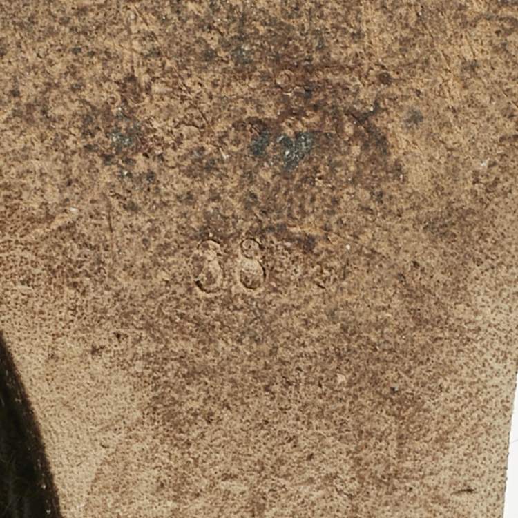 Pre Owned Fendi Black Leather and Straw Ankle Tie Wedge Espadrille Sandals Size 38.5