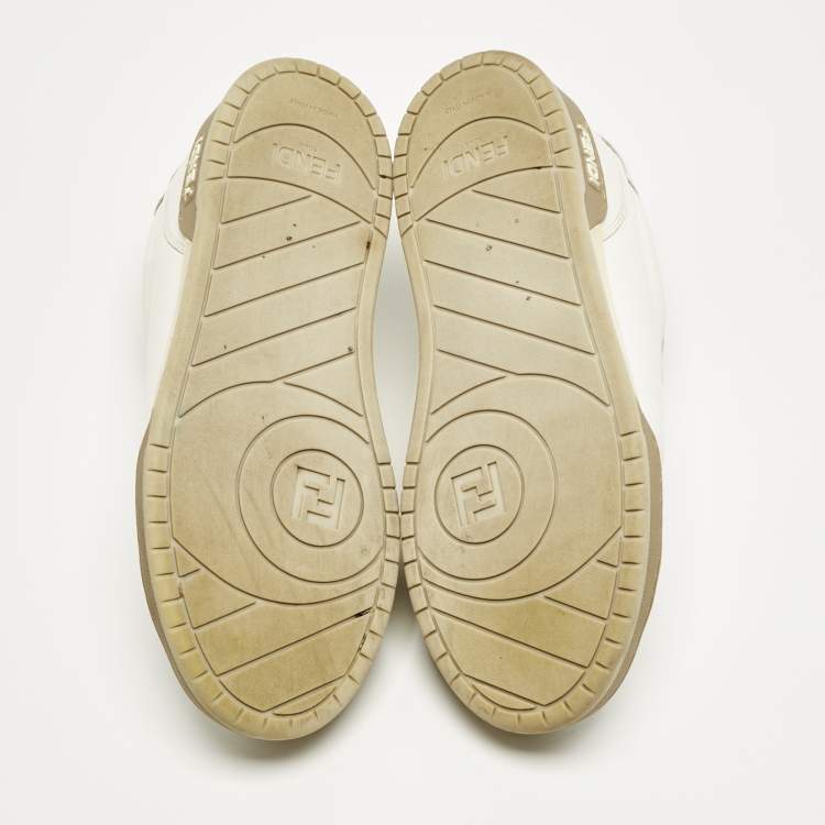 Pre Owned Fendi White Leather Lace Up Low Top Sneakers Size 39