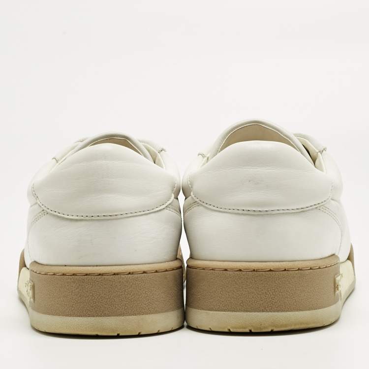 Pre Owned Fendi White Leather Lace Up Low Top Sneakers Size 39