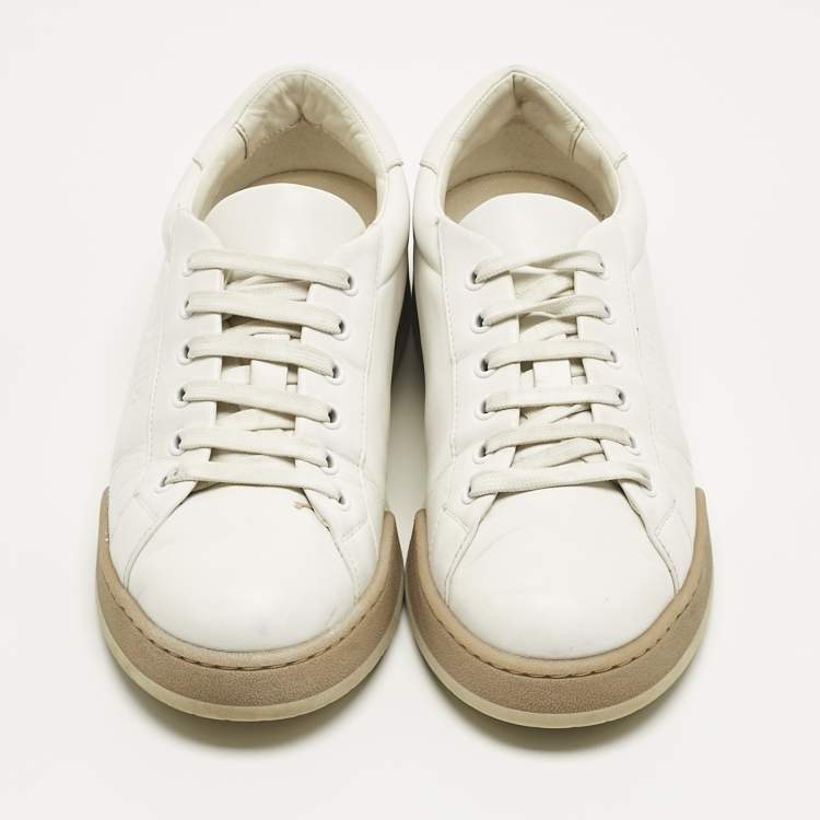 Pre Owned Fendi White Leather Lace Up Low Top Sneakers Size 39