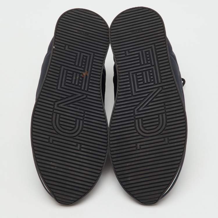 Pre Owned Fendi Navy Blue/Black Fabric FF Freedom Low Top Sneakers Size 38