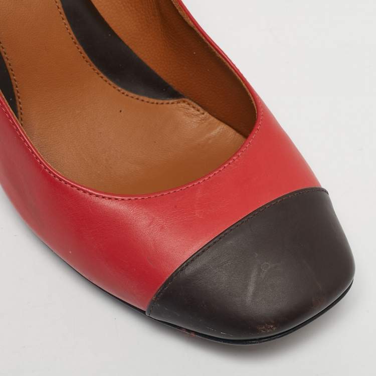 Pre Owned Fendi Multicolor Leather Studded Block Heel Pumps Size 37.5