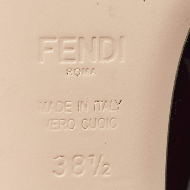 Pre Owned Fendi Burgundy Patent Leather Block Heel Pumps Size 38.5