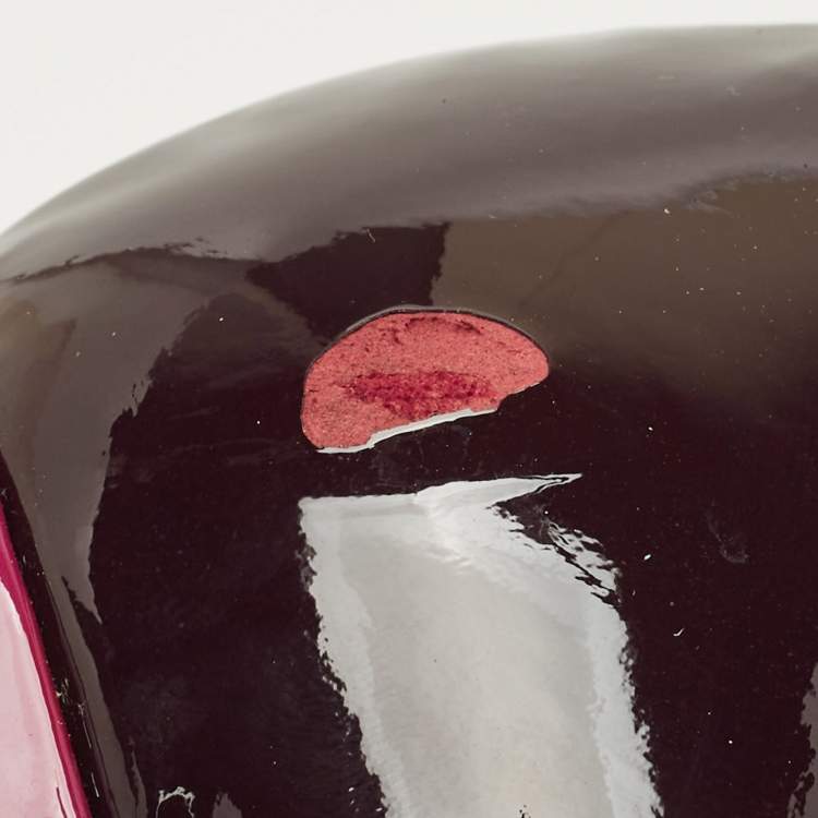 Pre Owned Fendi Burgundy Patent Leather Block Heel Pumps Size 38.5